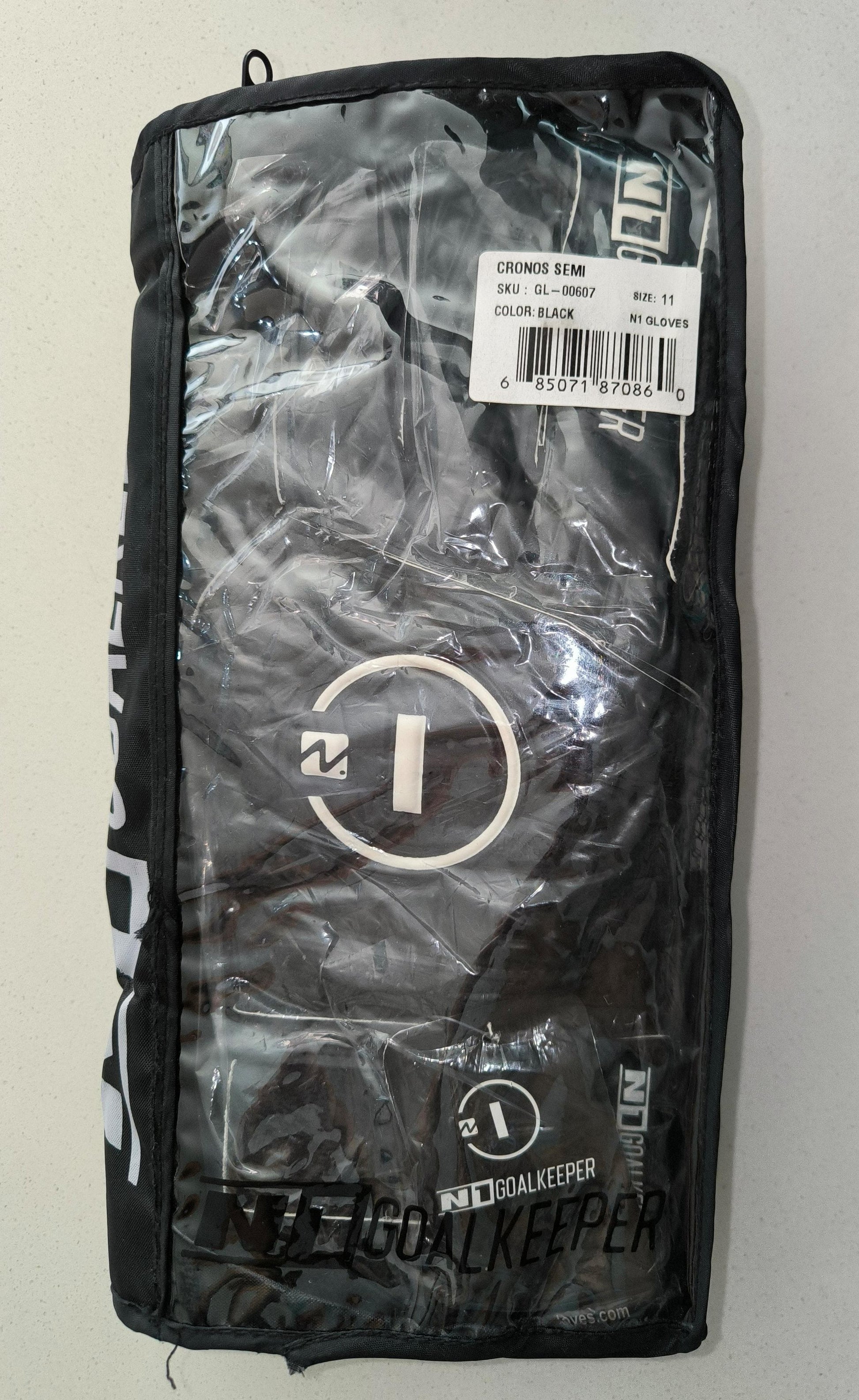 N1 Goalkeeper Cronos SSG Pro – Guantes de Portero Negros con Corte Híbrido Roll-Negativo y Látex Alemán para Adultos